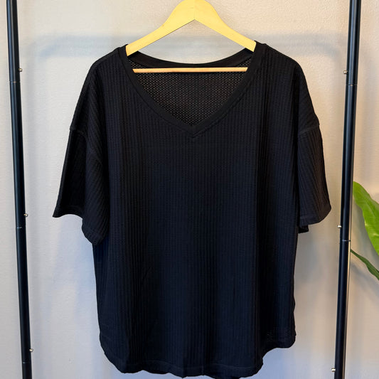 Waffle Ribbed Tee | Black