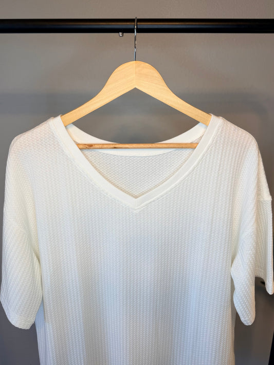 Waffle Ribbed Tee | White