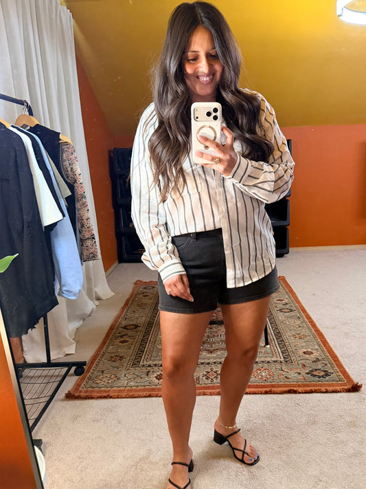 Stripe Oversized Shirt | Black Stripe
