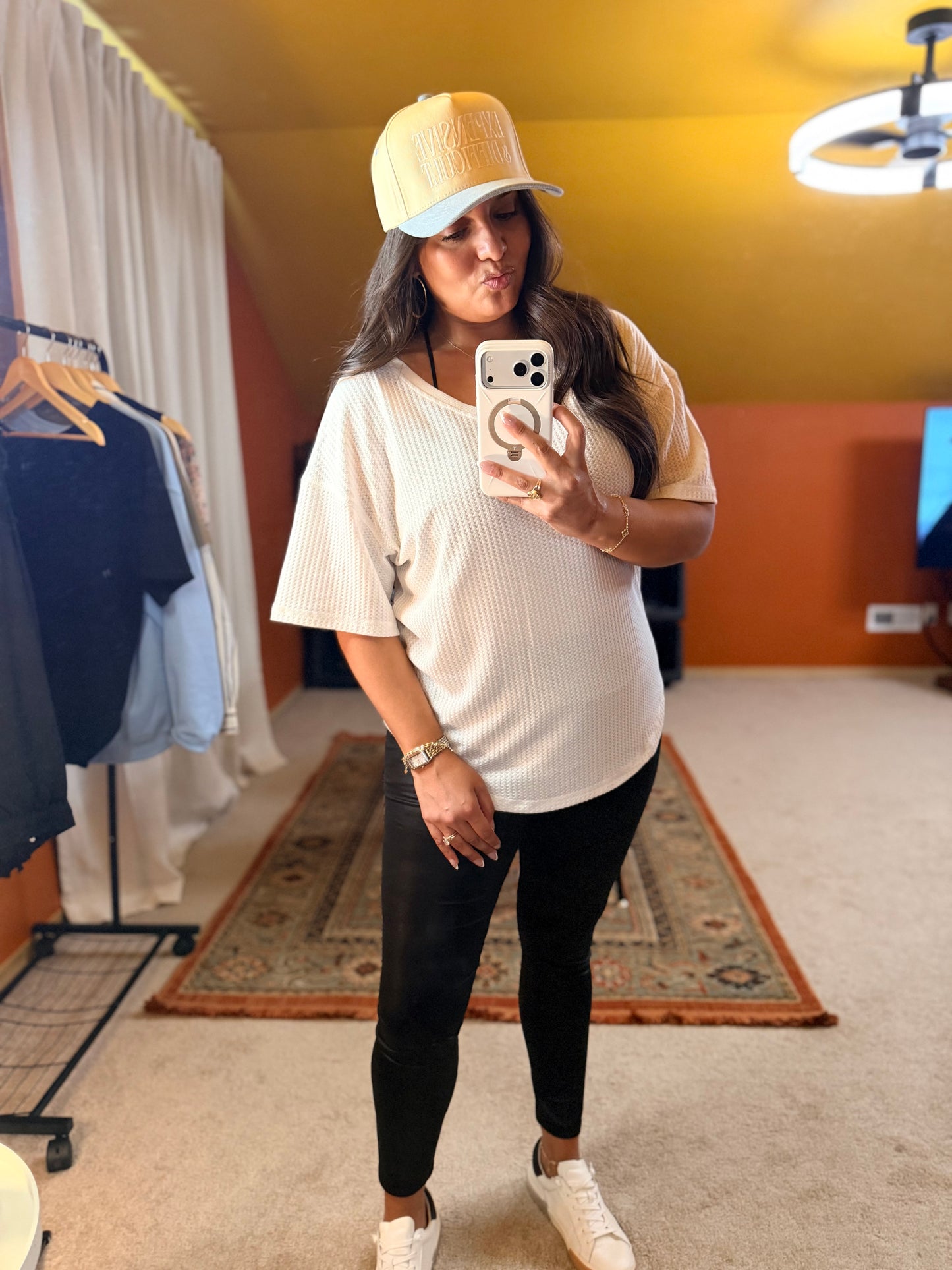 Waffle Ribbed Tee | White